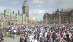 A large smokey and friendly crowd clearly dominated Parliament Hill on 4/20. (Photos by Frank Malenfant - Click to enlarge)